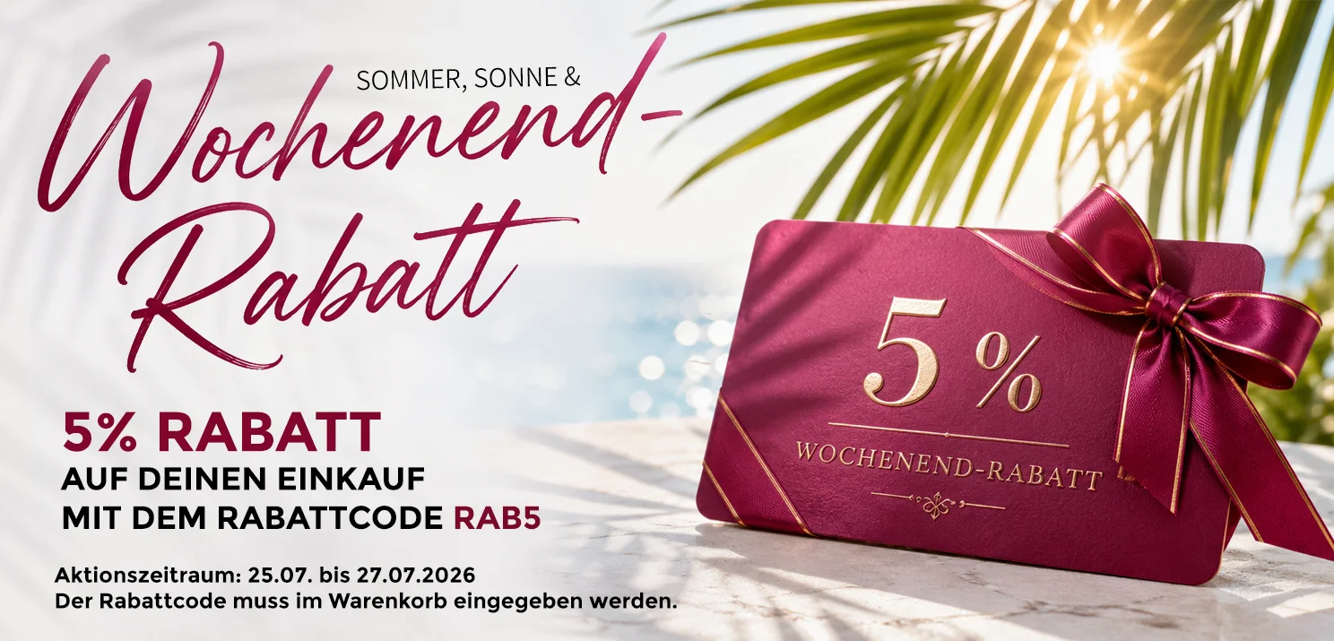 5 % Rabatt auf den Bestellwert mit Rabattcode: RAB5