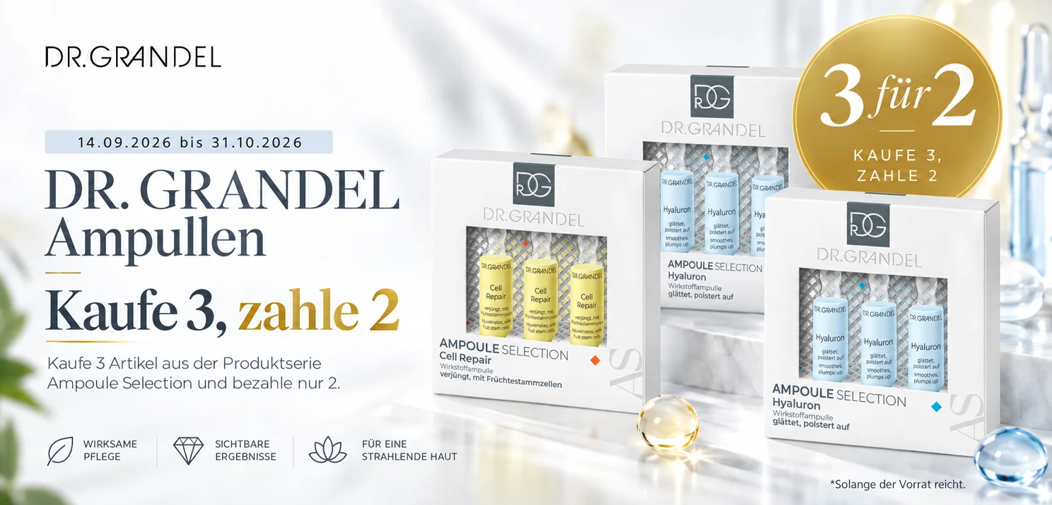 Kaufe 3 Artikel aus der DR. GRANDEL Ampoule Selection und bezahle nur 2 – bis 31. Oktober 2026.